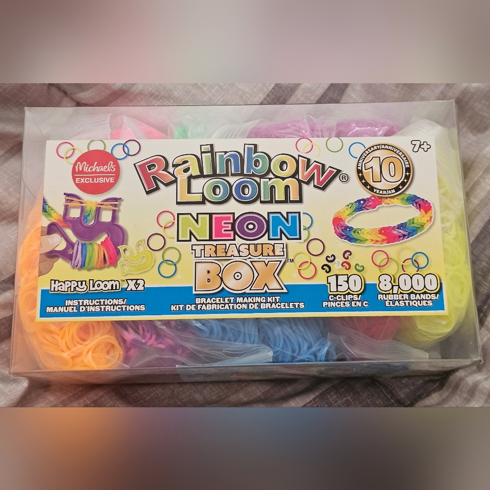 New Rainbow Loom Neon Bracelet Box with 8000 Rubberbands